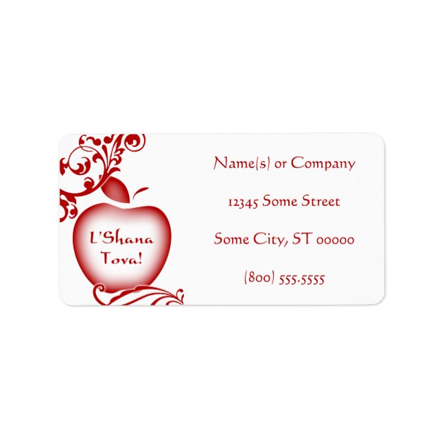 L'Shana Tova Flourish Apple Adressetikett (Framsidan)