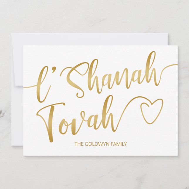 L'Shanah Tova Rosh Hashanah Guld Typografi Julkort (Framsida)