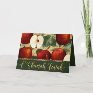 L'Shanah Tova Rosh Hashanah Judiska Äpplen Gröna Helgkort