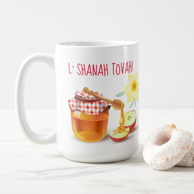 L'Shanah Tovah! Bra och nyårshonung Kaffemugg (Med munk)