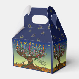 L'shanah Tovah Livets träd Menorah Favor Box Presentaskar