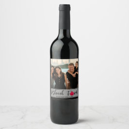 L'Shanah Tovah Pomegranate Elegant Script Photo Vinflaska Etikett