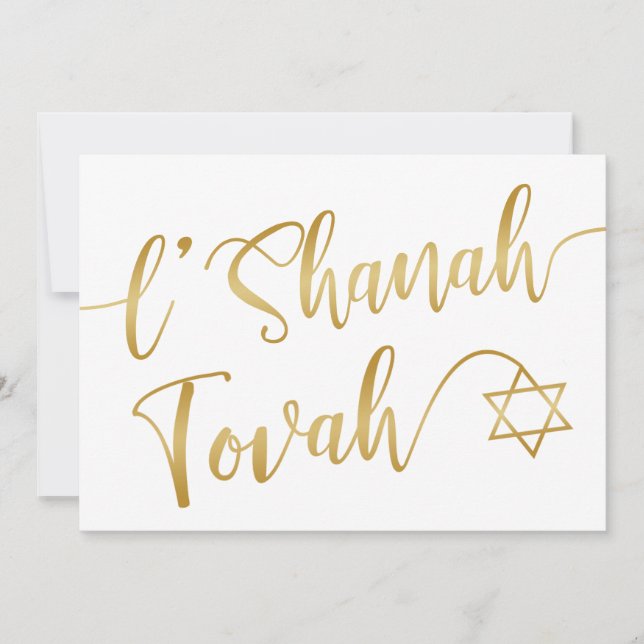 L'Shanah Tovah Rosh Hashanah Guldskrift Vit Julkort (Framsida)
