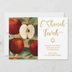 L'Shanah Tovah Rosh Hashanah Jewish Apples White Julkort