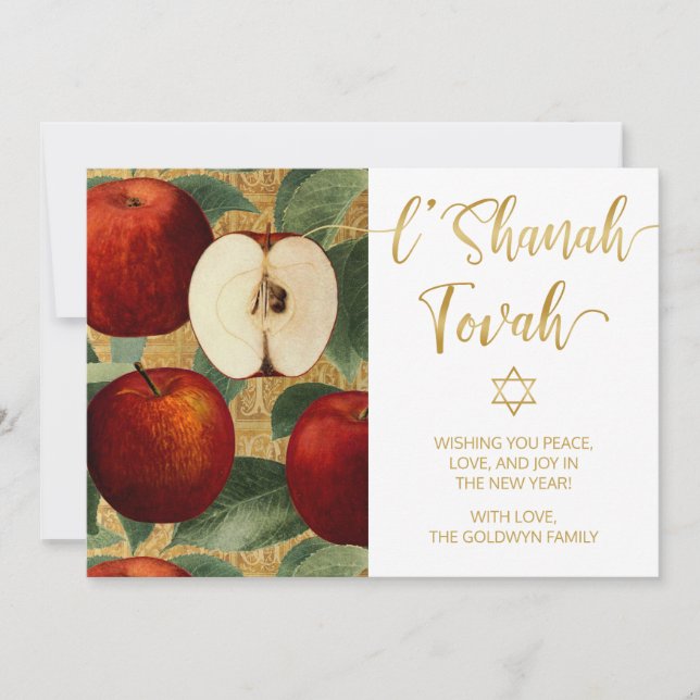 L'Shanah Tovah Rosh Hashanah Judiska Äpplen Vita Julkort (Framsida)