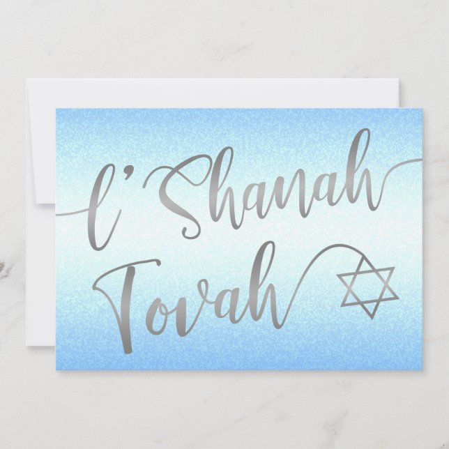 L'Shanah Tovah Rosh Hashanah Silvermanus Skrift Bl Julkort (Framsida)
