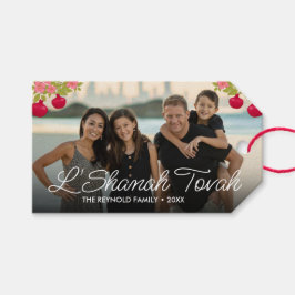 L'Shanah Tovah Script Photo Pomegranate Flower Presentetikett