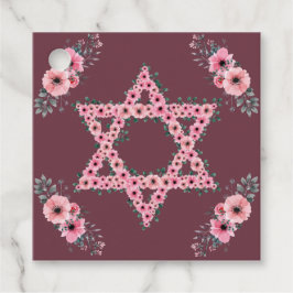 L'Shanah Tovah Star of David Rosa Flower Gåvor Etiketter