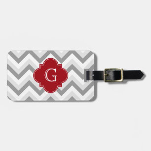 Lt 2 Grått White Chevron Cranberry Monogram Bagagebricka