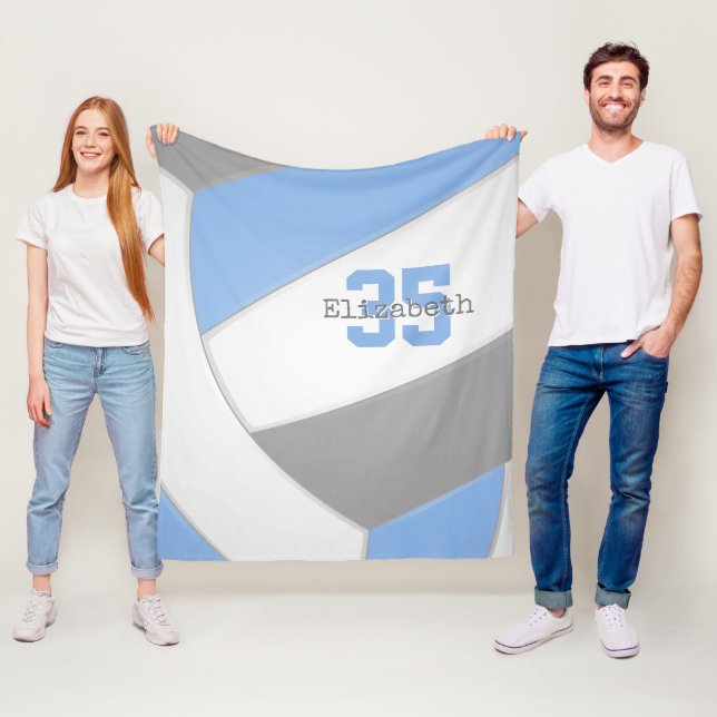 Lt blå grått vita flickor volleyball rumsdekaler fleecefilt (På plats)