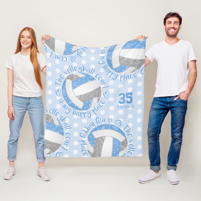 lt blue grått boho volleyball court lycklig ställe fleecefilt (På plats)