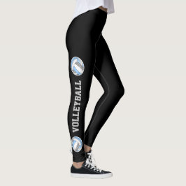 Lt blue grått volleybollar med text upp benben leggings