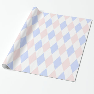 Lt Blue, Lt Rosa, Wht Harlequin Diamond Mönster Presentpapper