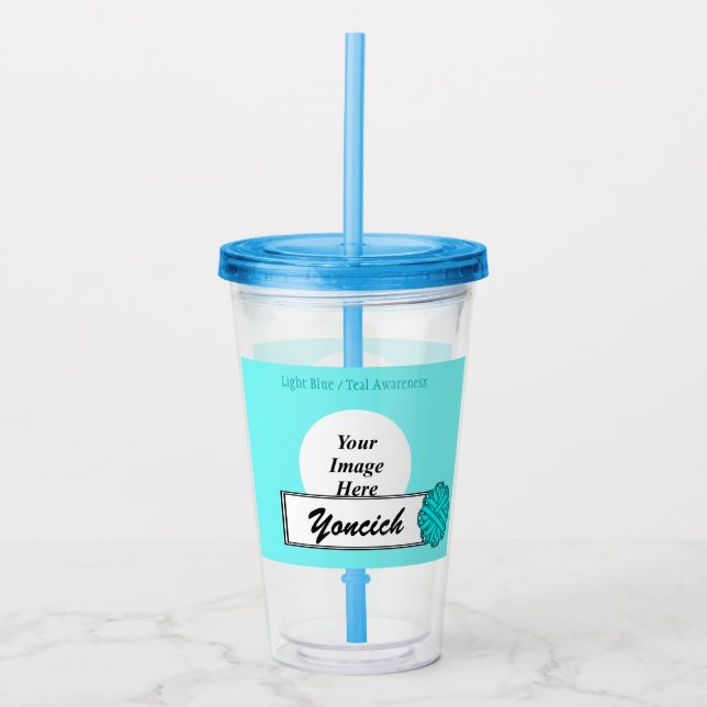 Lt Blue / Teal Flower Ribbon av Kenneth Yoncich Take Away Mugg (Framsida)