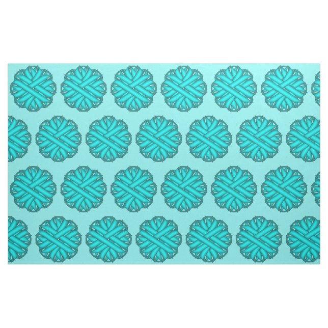 Lt Blue/Teal Flower Ribbon av Kenneth Yoncich Tyg (Fat Quarter)