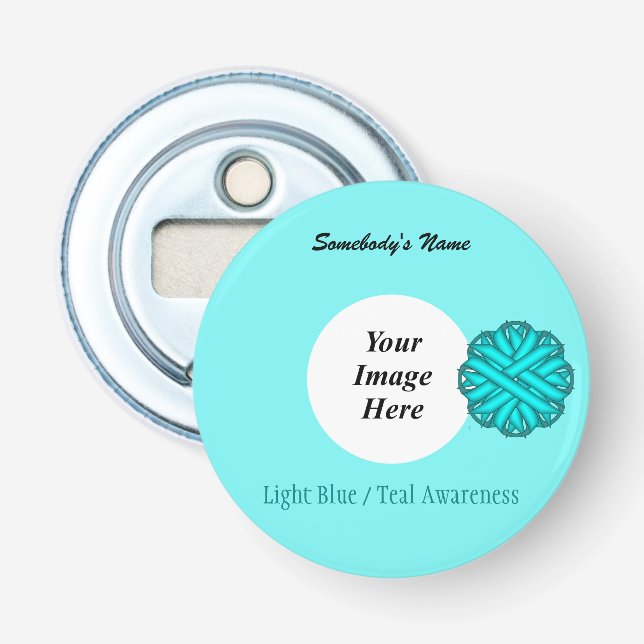 Lt Blue/Teal Flower Ribbon Tmpl av Kenneth Yoncich Flasköppnare (Framsidan)