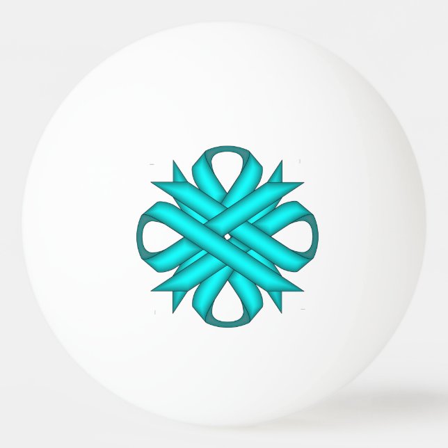 Lt Blue / Teal Klöver Ribbon av Kenneth Yoncich Pingisboll (Framsidan)