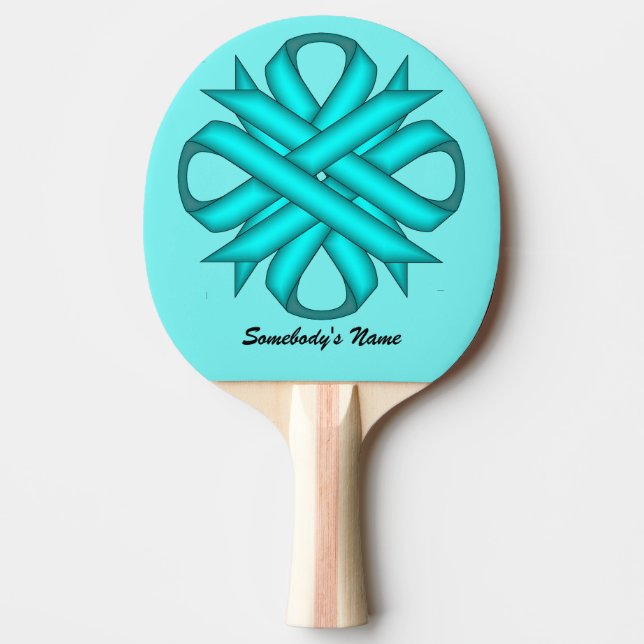 Lt Blue / Teal Klöver Ribbon av Kenneth Yoncich Pingisracket (Framsidan)