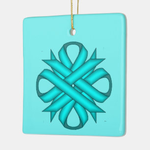 Lt Blue/Teal Klöver Ribbon by K Yoncich Julgransprydnad Keramik