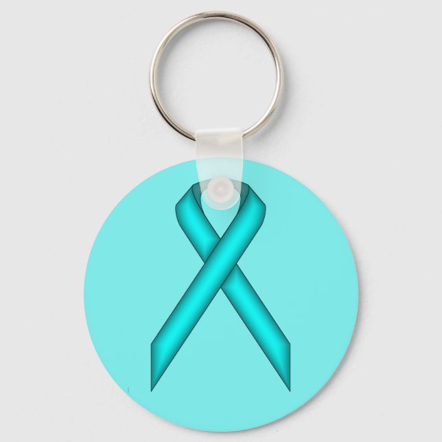 Lt Blue / Teal Standard Ribbon av Kenneth Yoncich Nyckelring (Framsida)