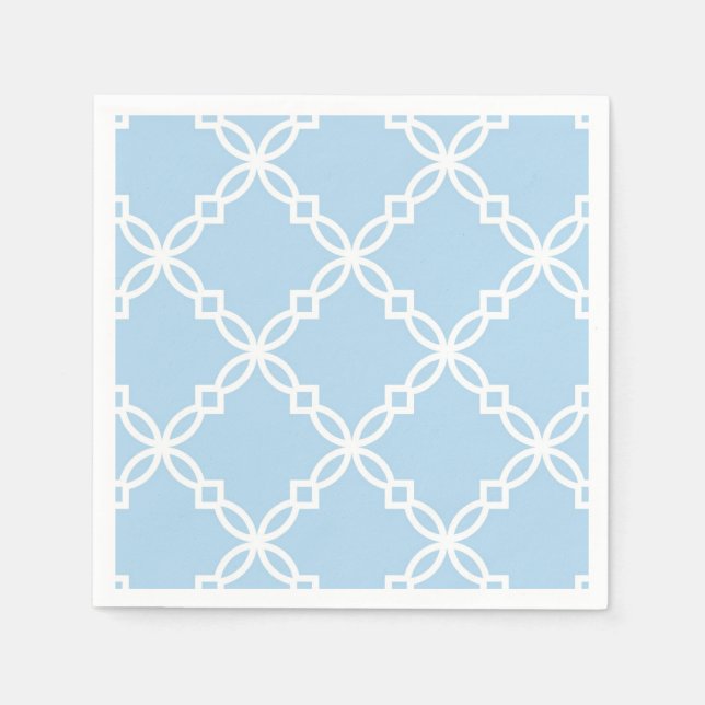 Lt Blue White Large Finare Quatrefoil Mönster Pappersservett (Framsidan)