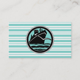 Lt Blue White Stripe Black Cruise Frakt Nautical Visitkort