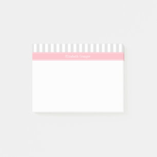 Lt Grå Vit Rand Pink Namnmonogram Post-it Block