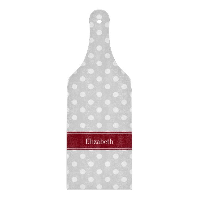 Lt Grått White Polka dots Burgundy Namn Monogram (Framsidan)