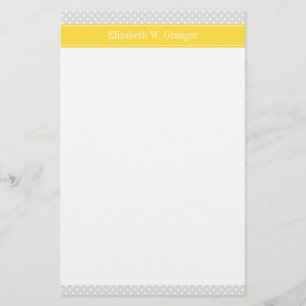 Lt Grått White Polka dots Pineapple Namn Monogram Brevpapper