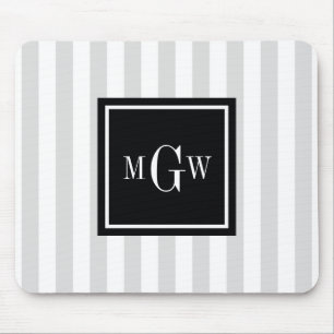 Lt Grått White Rand Black Square 3 Monogram Musmatta