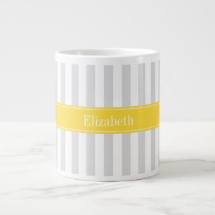 Lt Grått White Rand Pineapple Namn Monogram Jumbo Mugg