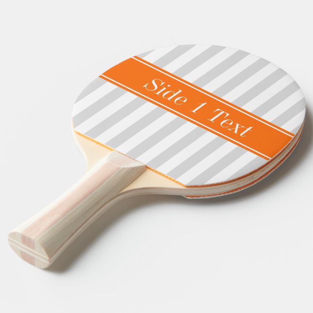 Lt Grått White Rand Pumpkin Orange Namn Monogram Pingisracket (Frontvinkel)