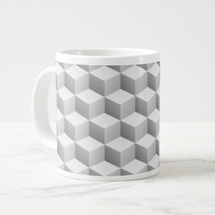 Lt Grått White Shaded 3D Titta på kubar Jumbo Mugg