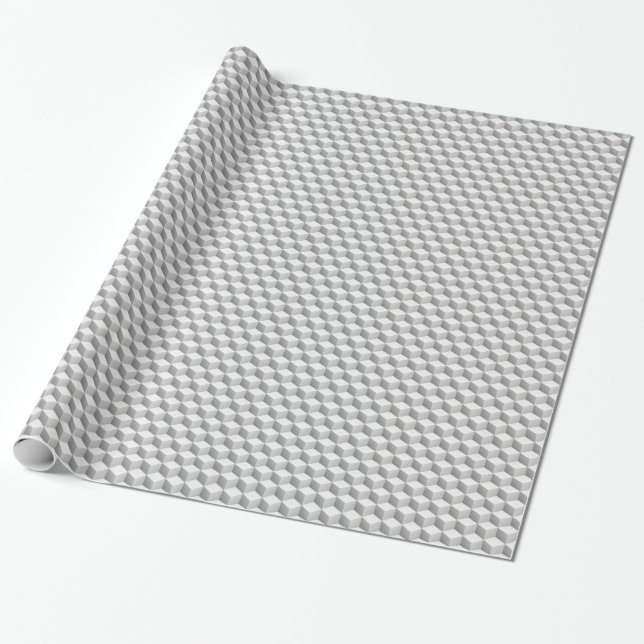 Lt Grått White Shaded 3D Titta på kubar Presentpapper (Utrullad)