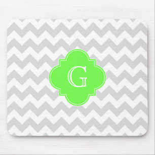 Lt Grått Wht Chevron ZigZag Lime Quatrefoil Monogr Musmatta