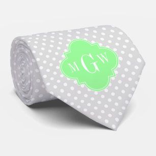 Lt Grått Wht Mint Grönt Quatrefoil 3 Monogram Slips