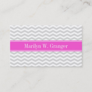 Lt Grått Wht Thin Chevron Shock rosa Monogram Visitkort