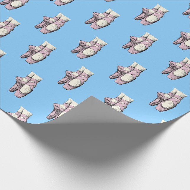 Lt Rosa Ballerina Shoes en Pointe FL Himlar Blue B Presentpapper (Hörn)