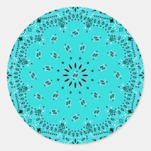 Lt Turcouise Paisley Western Bandana Scarf Print Runt Klistermärke
