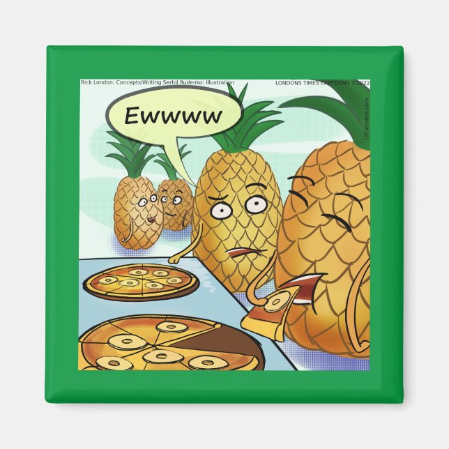 LTCartoons Pineapple Pizza Tecknad Fridge Magnet (Framsidan)