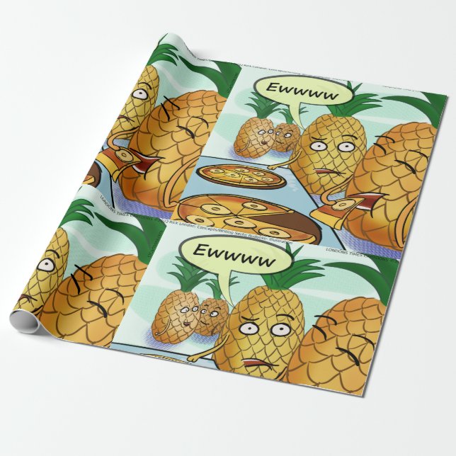 LTCartoons Pineapple Pizza-Tecknad Presentpapper (Utrullad)