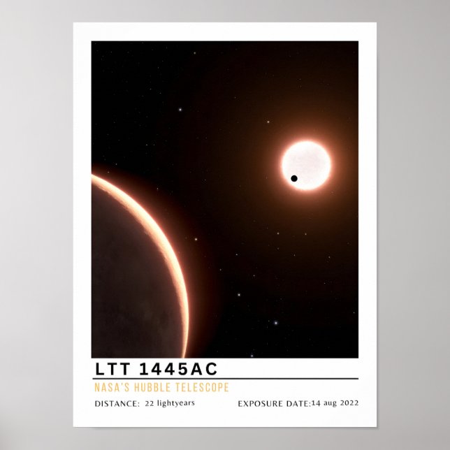 LTT 1445 AC Super Earth Exoplanet Rymdutbildning Poster (Framsidan)