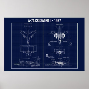LTV A-7 Corsair II 1967 Blueprint Poster