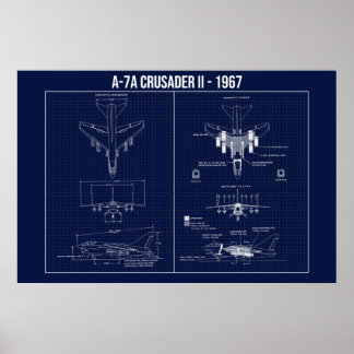 LTV A-7 Corsair II 1967 Blueprint Poster