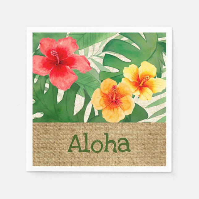 Luana Watercolor Tropical Livlig Blommig Pappersservett (Framsidan)