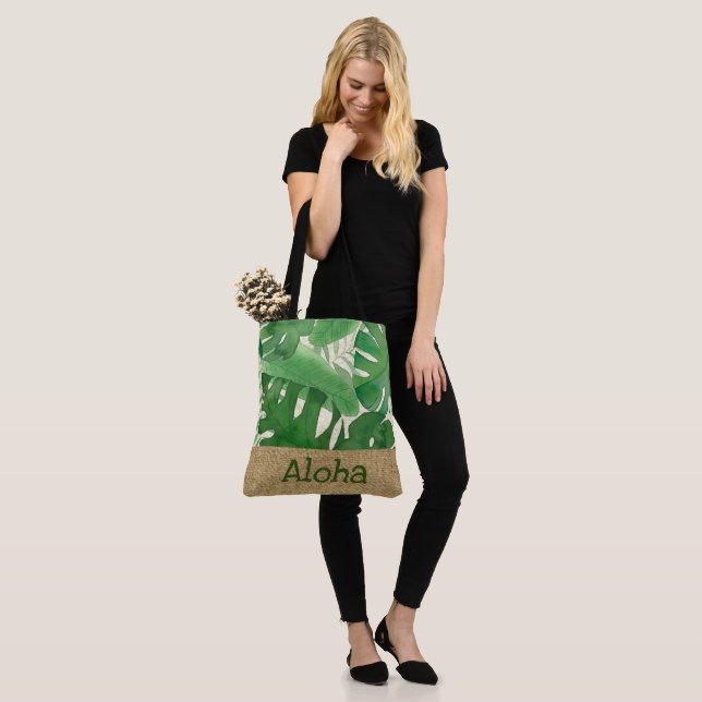 Luana Watercolor Tropical Löv Aloha Beach Bag Tygkasse (På modell)