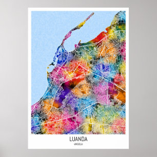 Luanda Angola City Karta Poster