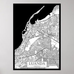 Luanda Angola Karta Poster