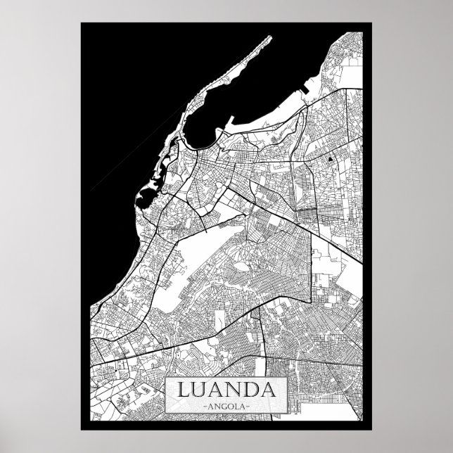 Luanda Angola Karta Poster (Framsidan)