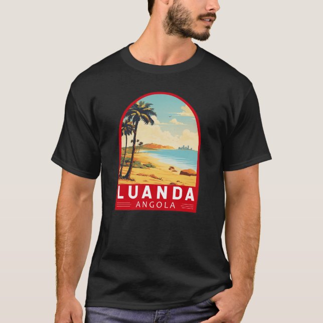 Luanda Angola Travel Art Vintage T Shirt (Framsida)